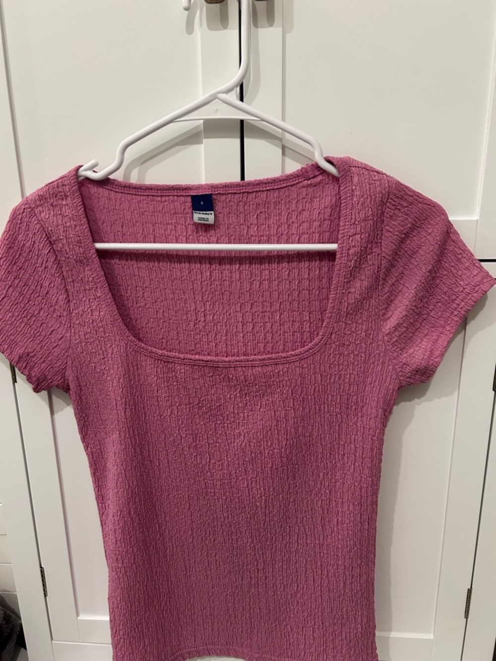 Old Navy Textured Square Neck Pink Top
